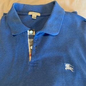 EUC Burberry Brit blue SS polo 100% cotton. XXL but fits like an XL.